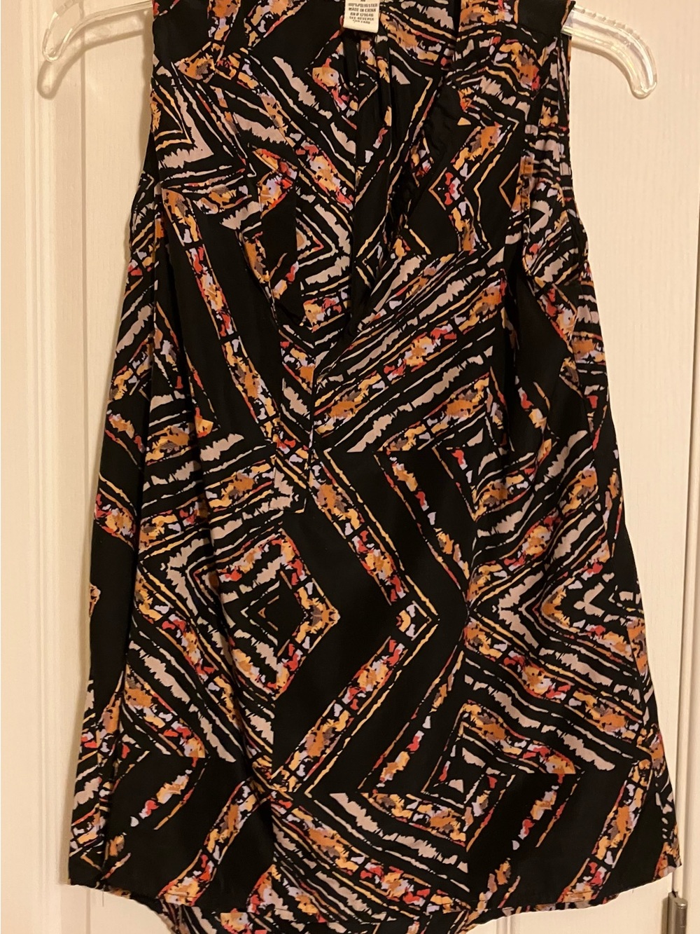 Love Notes Black Geometric Print Sleeveless Top with Multi-Color Accents